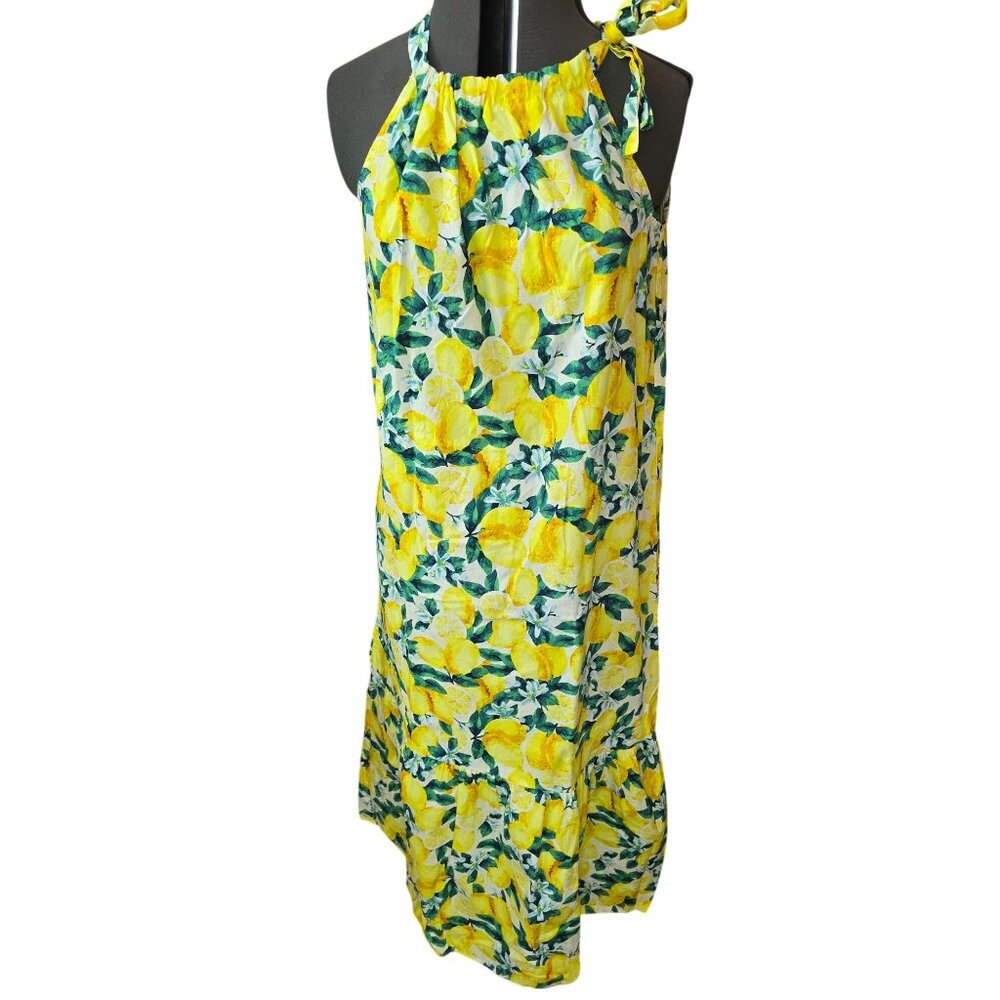 Chloe+Rene Lemon Print Maxi Dress Sleeveless 100% Cotton Summer Wear‎ M